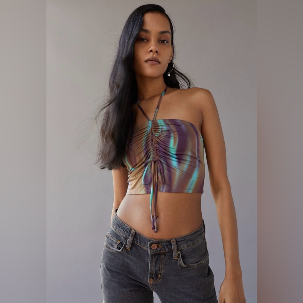 Urban Renewal Remnants Wavy Halter Top - Red Berry